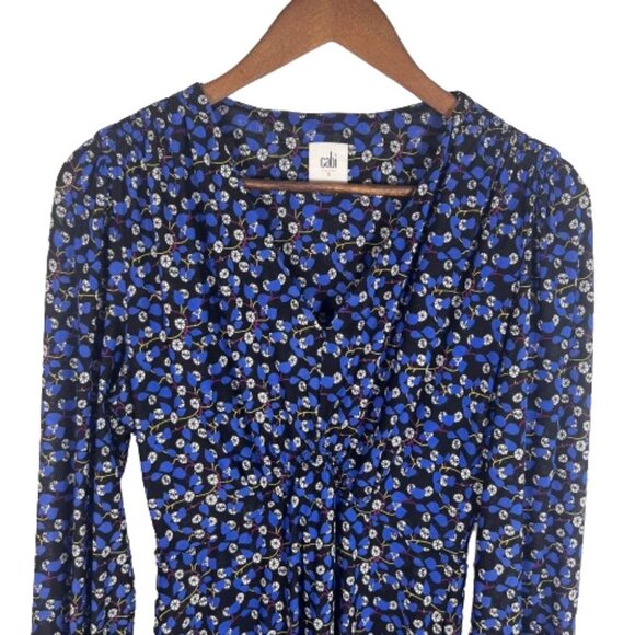 Cabi Womens The Ten Ditzy Floral Dress Size S Royal Blue Feminine Dark Romantic - Picture 2 of 15